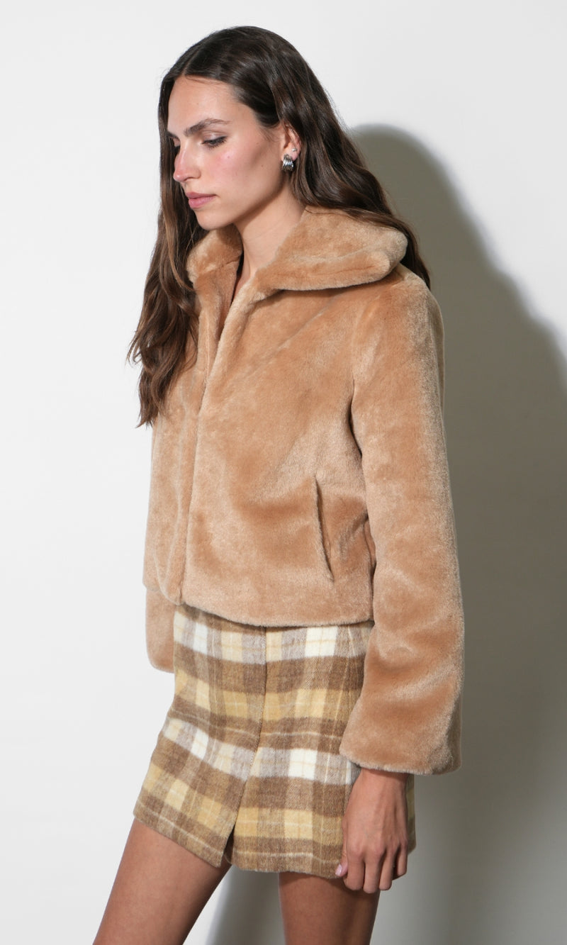 Hailey Faux Fur Coat G259J1780_BISCOTTI