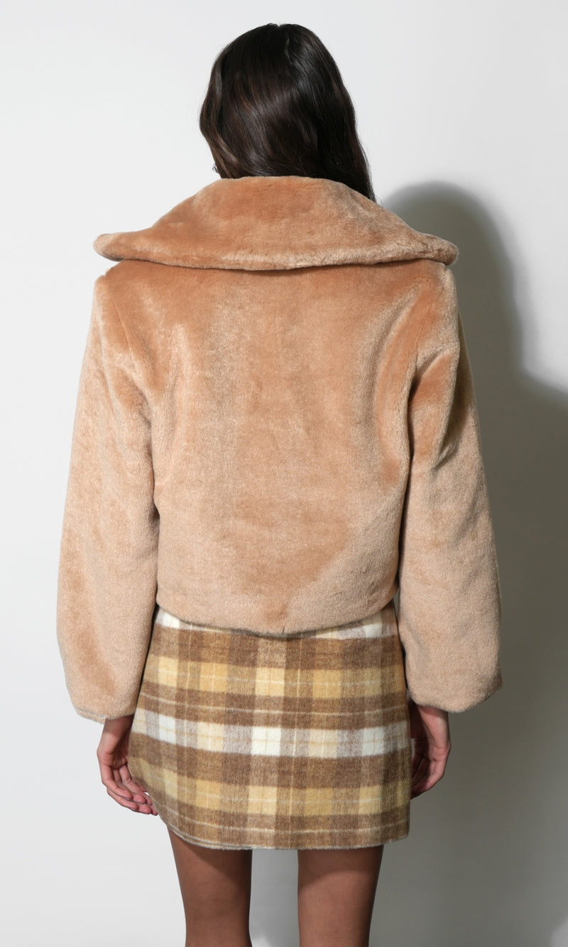 Hailey Faux Fur Coat G259J1780_BISCOTTI