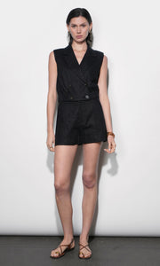 Haisley Linen Black Shorts G265P6530_BLACK