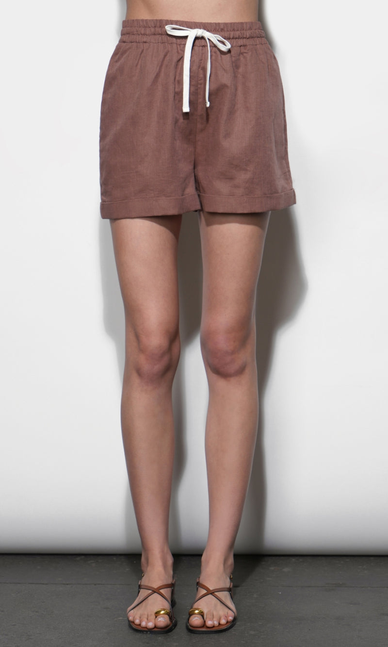 Haley Cuffed Hem Drawstring Shorts G265P6579_MOCHA