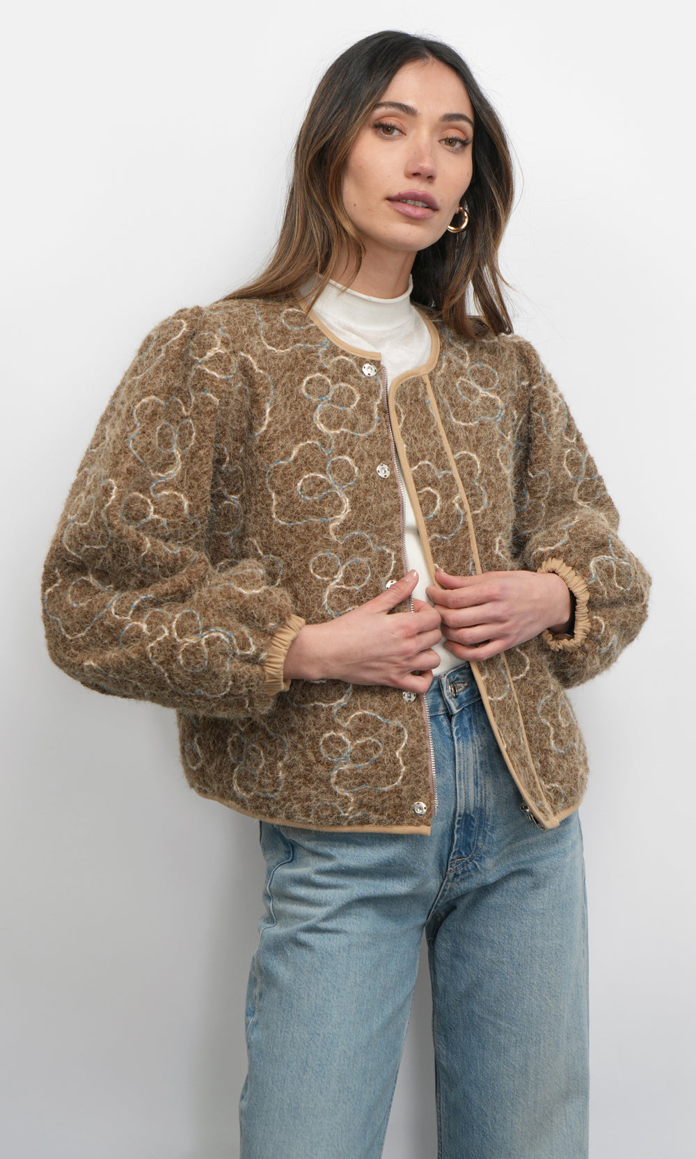Harrison Embroidered Fuzzy Jacket G259J1824