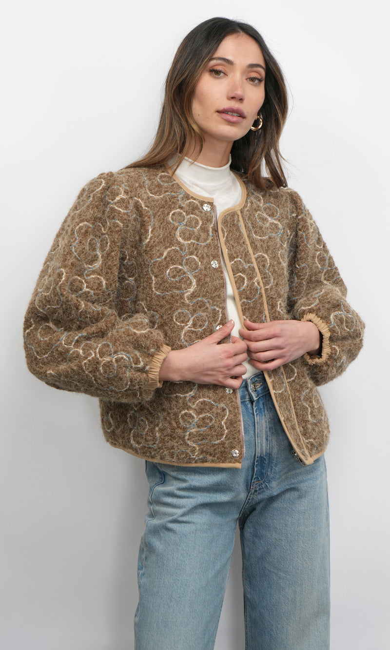 Harrison Embroidered Fuzzy Jacket G259J1824