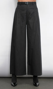 Hera Wide Leg Black Palazzo Twill Pants