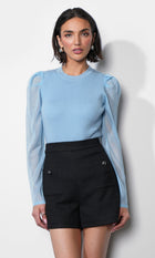 Honey Sheer Sleeve Sweater Top G2511WT6152