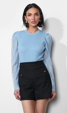 Honey Sheer Sleeve Sweater Top G2511WT6152