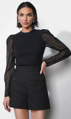 Honey Sheer Sleeve Sweater Top G2511WT6152