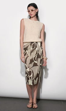 Iris Draped Midi Skirt G266S9476_ECRU/BROWN