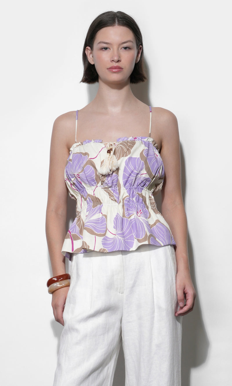 Iris Tie Front Elastic Waist Tank G263T7470