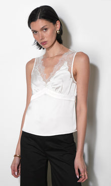 Isis Lace Detail Satin White Cami G2511T7394