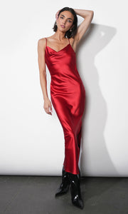 Isla Cowl Neck Satin Maxi W/ Slit G2511D6764