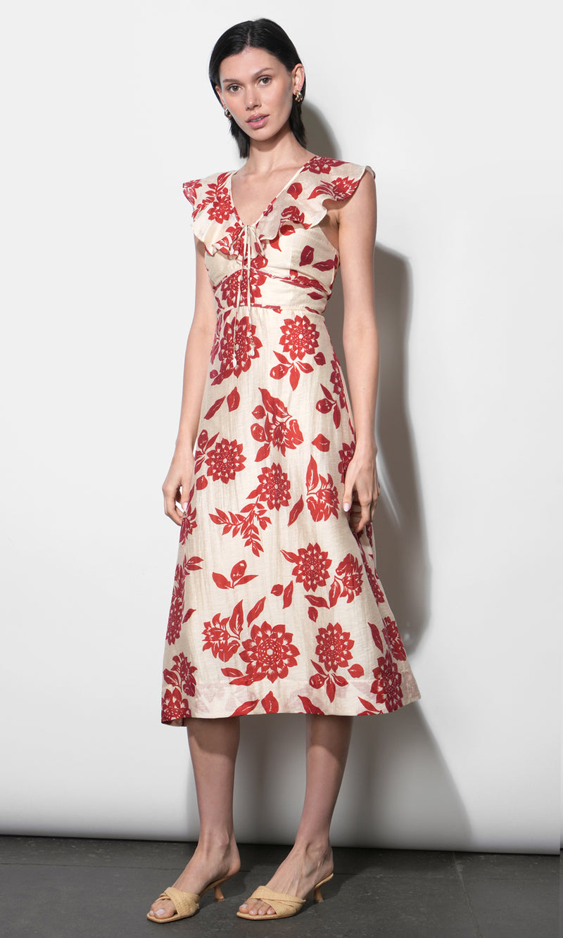 Jacqueline Flutter Sleeve Midi Dress G264D6819