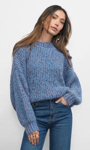 Jasper Slouchy Speckled Crew Neck Blue Sweater G257WT6094_RETRO BLUE