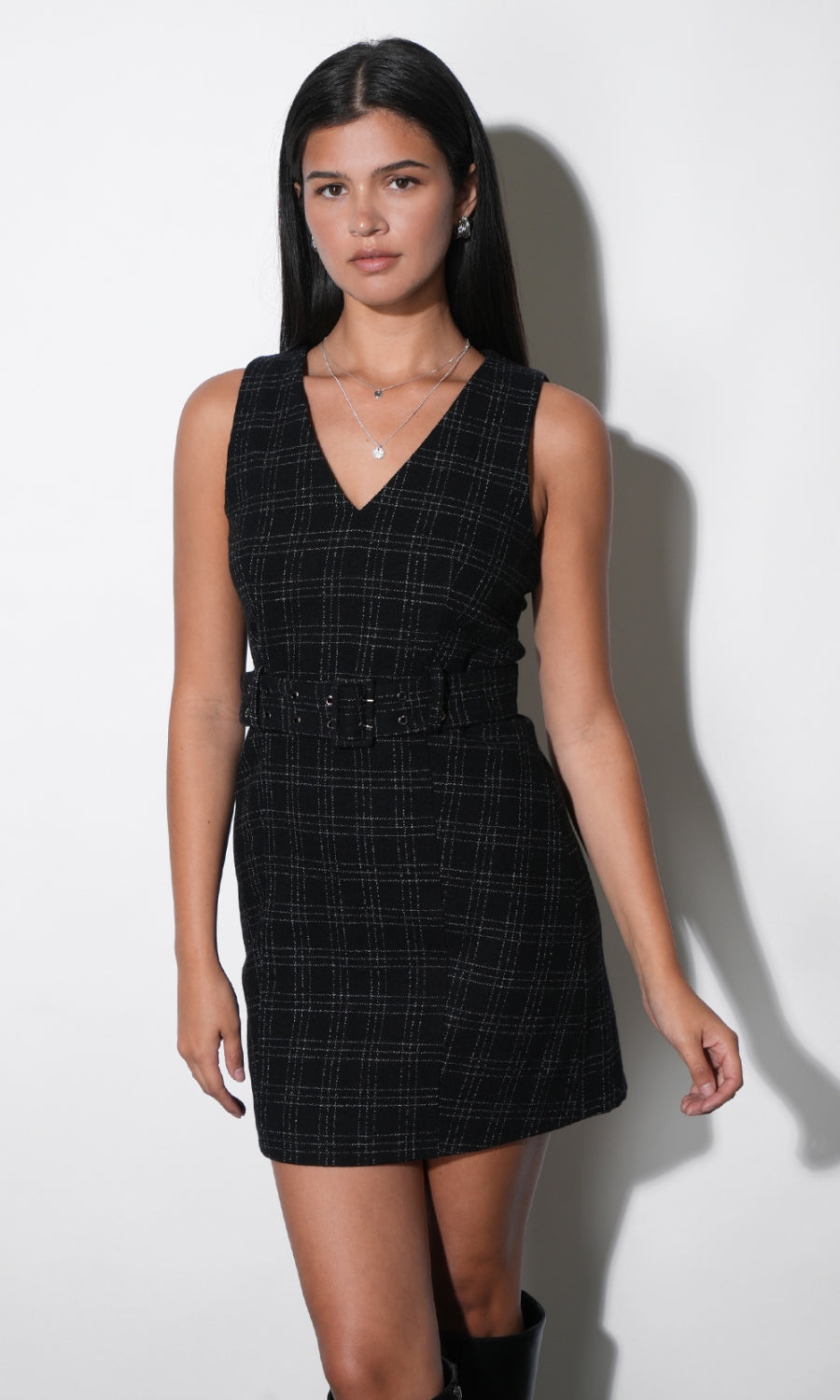Jayne Wool Blend Belted Mini Dress G269D7306_BLACK