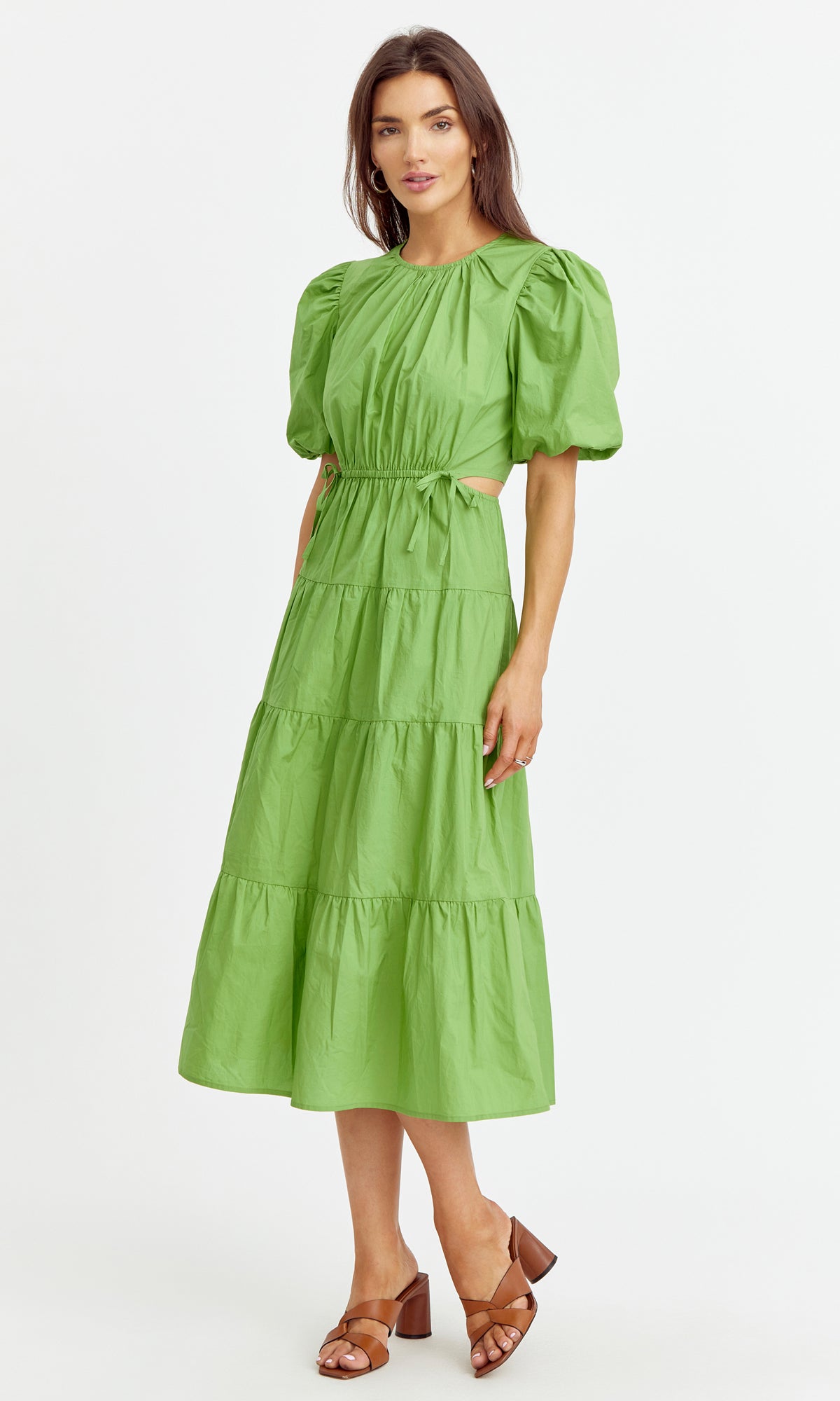 Jenna Cut Out Tiered Poplin Midi Dress