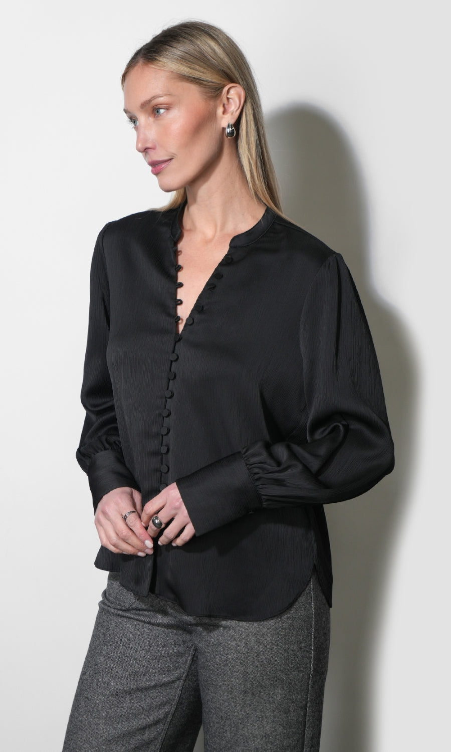 Josette Button Black Blouse G269T7634_BLACK