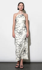 Josie Large Embroidery Floral Halter Midi Dress G263D6419