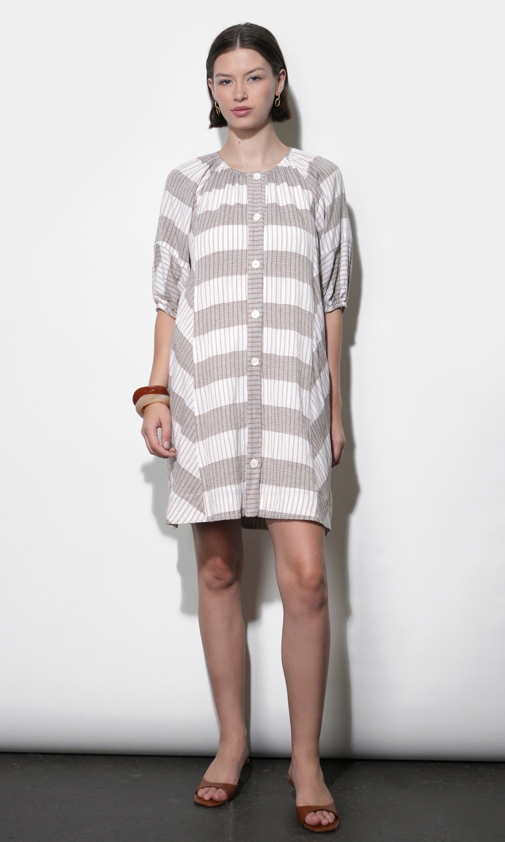 Kendall Puff Sleeve Popover Mini Dress G263D7043