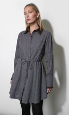 Kylie Contrast Collar Checked Shirt Dress G267D7324_NAVY
