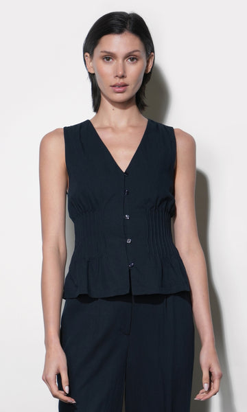 Lacey Pintuck Sleeveless Top | Greylin
