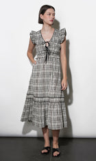 Lacey Smocked Tie Front Plaid Midi G261D6897