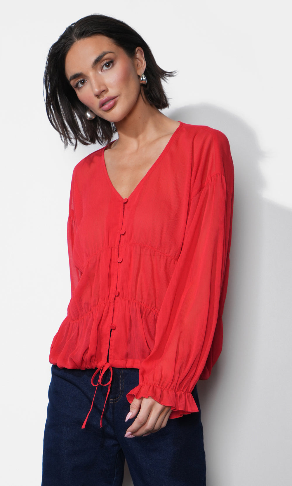 Lainey Flowy Button Front Blouse G2511T7397