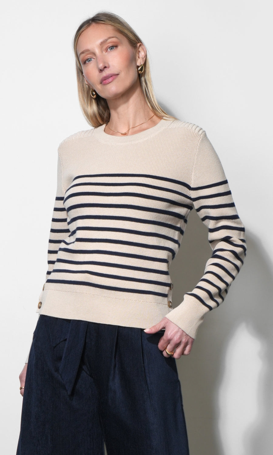 Libby Stripe Sweater G269WT6205_ALMOND