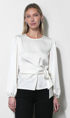 Lola Long Sleeve Side Tie Blouse G268T7614_IVORY