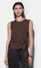 Lola Sleeveless Side Tie Blouse G266T7575_BROWN