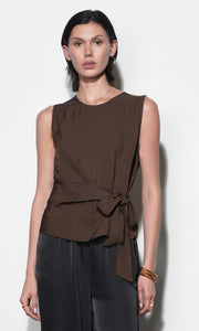 Lola Sleeveless Side Tie Blouse G266T7575_BROWN