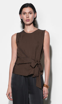 Lola Sleeveless Side Tie Blouse G266T7575_BROWN