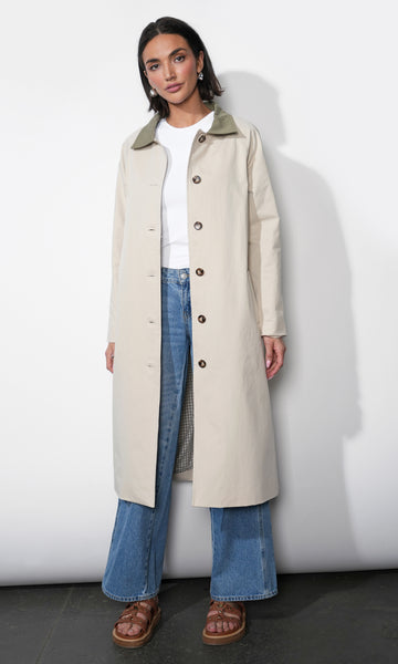 London Trench Coat w/ Grid Lining | Greylin