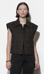 Londyn Plaid Zip Up Vest G259J1837