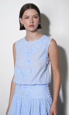 Lucy Mixed Media Bubble Embroidered Top G262T7475