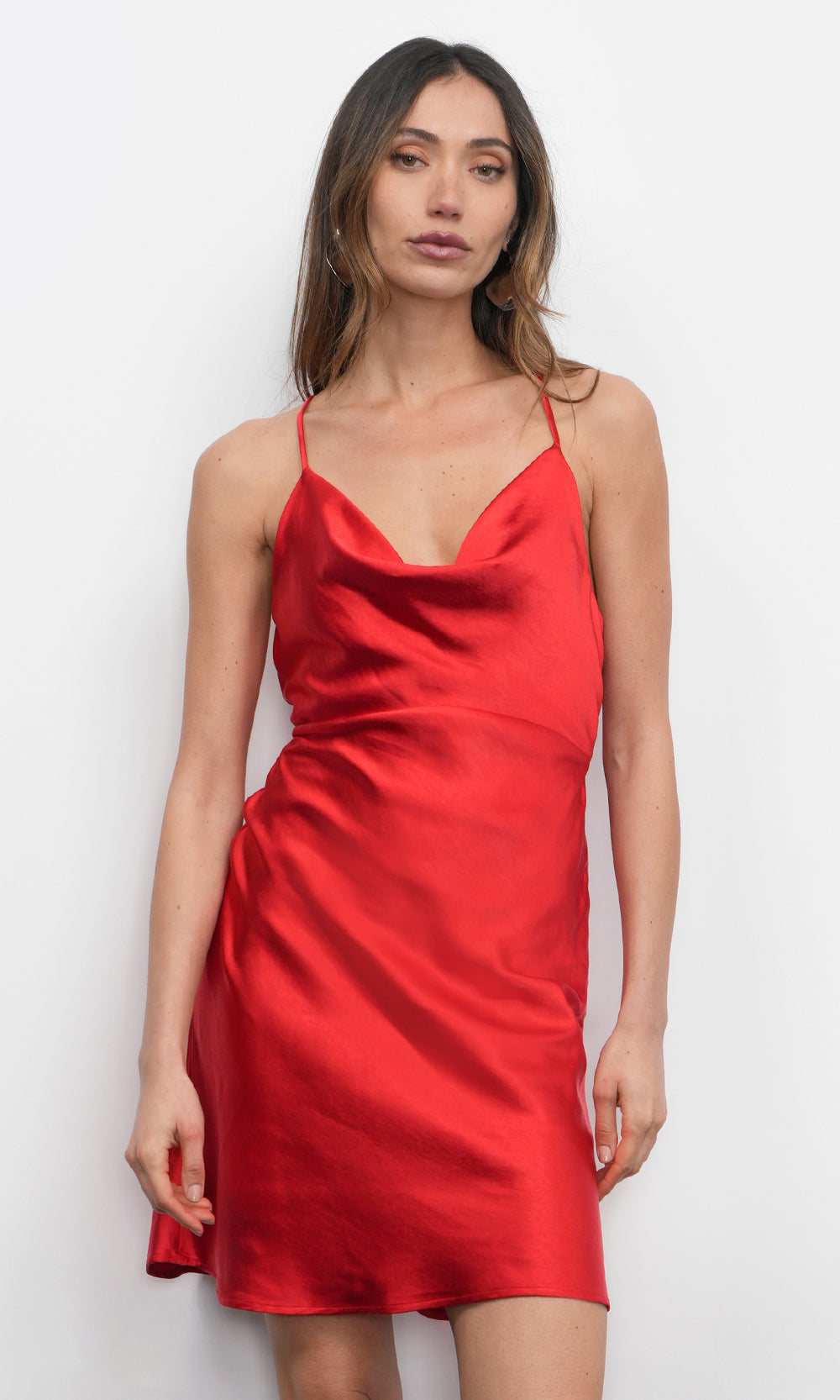 Lune Cowl Neck Cross Strap Mini Dress G2410D6076