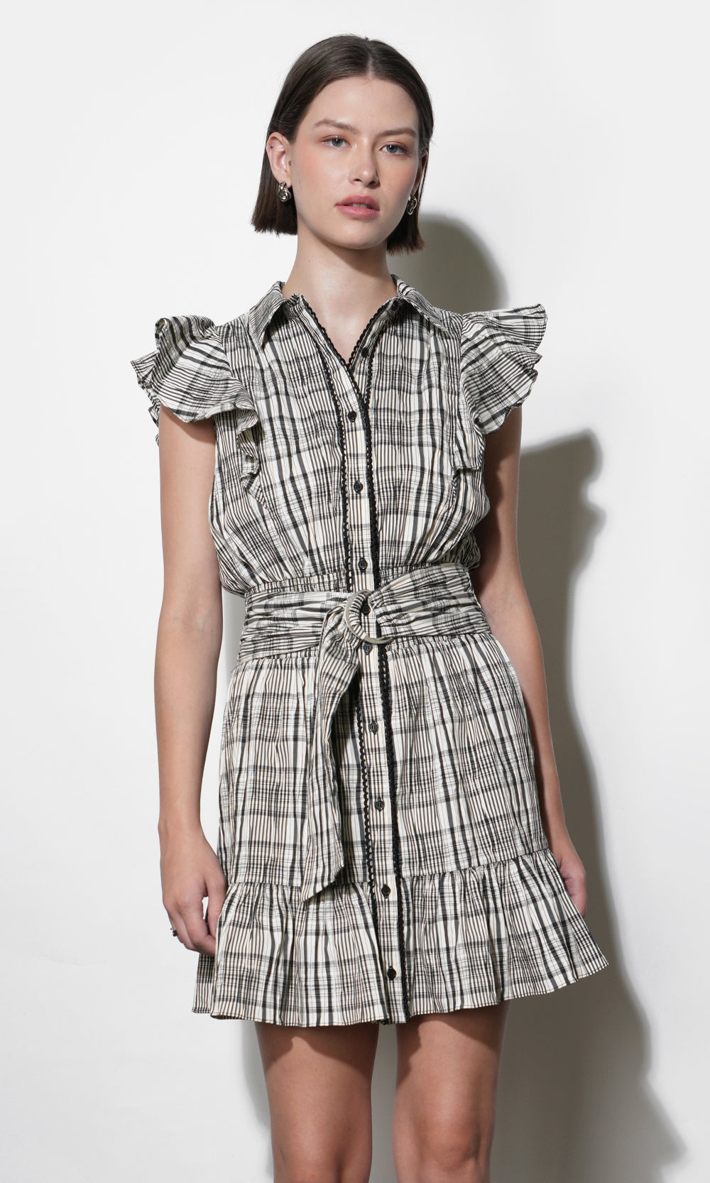 Mabel Belted Plaid Mini Dress G261D6826