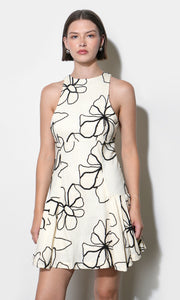 Madeline Large Embroidery Floral Pleated Mini Dress G263D6420