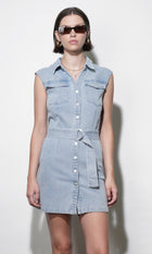 Madison Sleeveless Denim Mini Belted Dress G262D7003