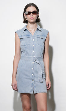 Madison Sleeveless Denim Mini Belted Dress G262D7003