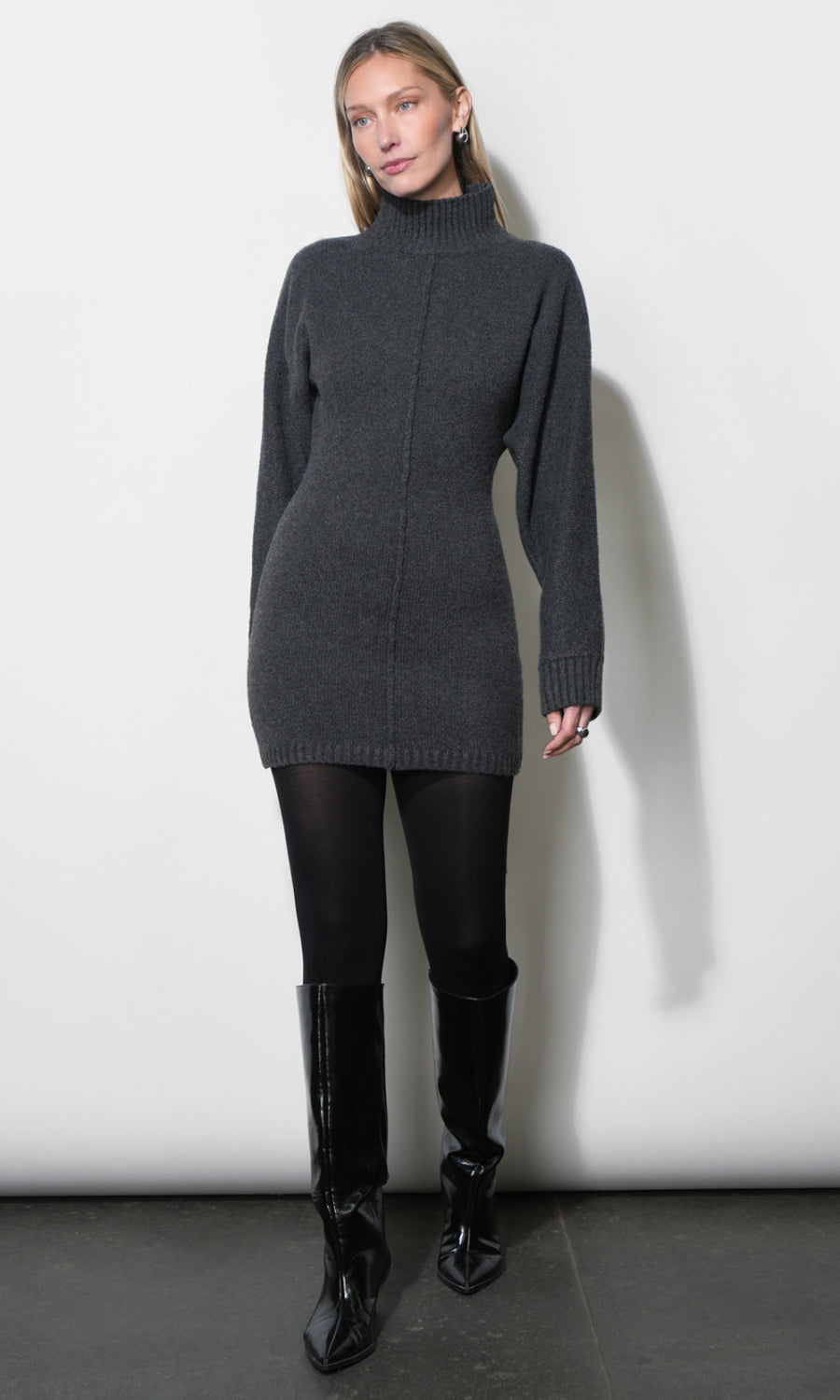 Margot Mini Sweater Dress G269WD6215_CHARCOAL