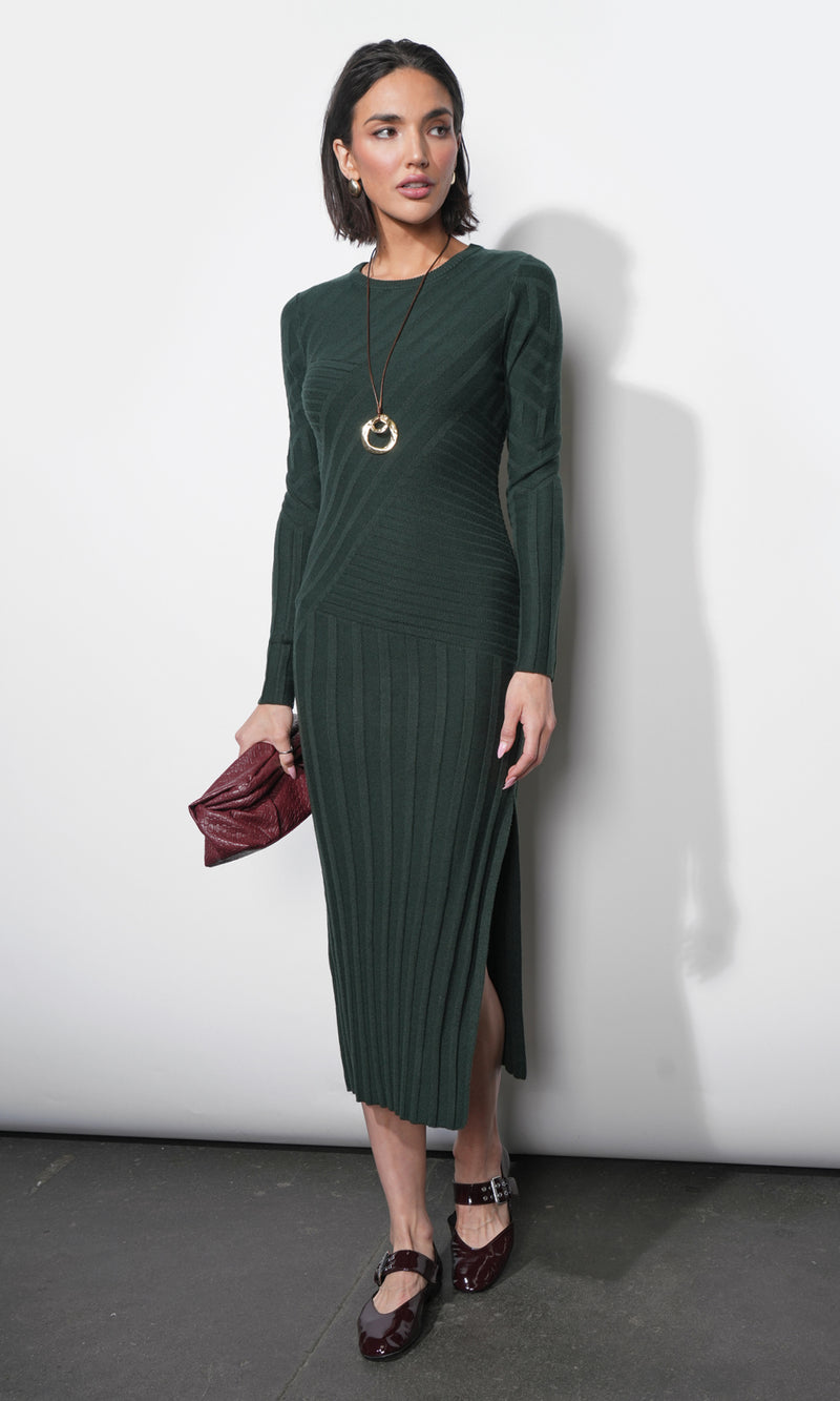 Mayla Paneled Rib Sweater Dress G2510WD6143
