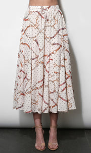 Megan Godet Printed Midi Skirt  G268S9498_STONE