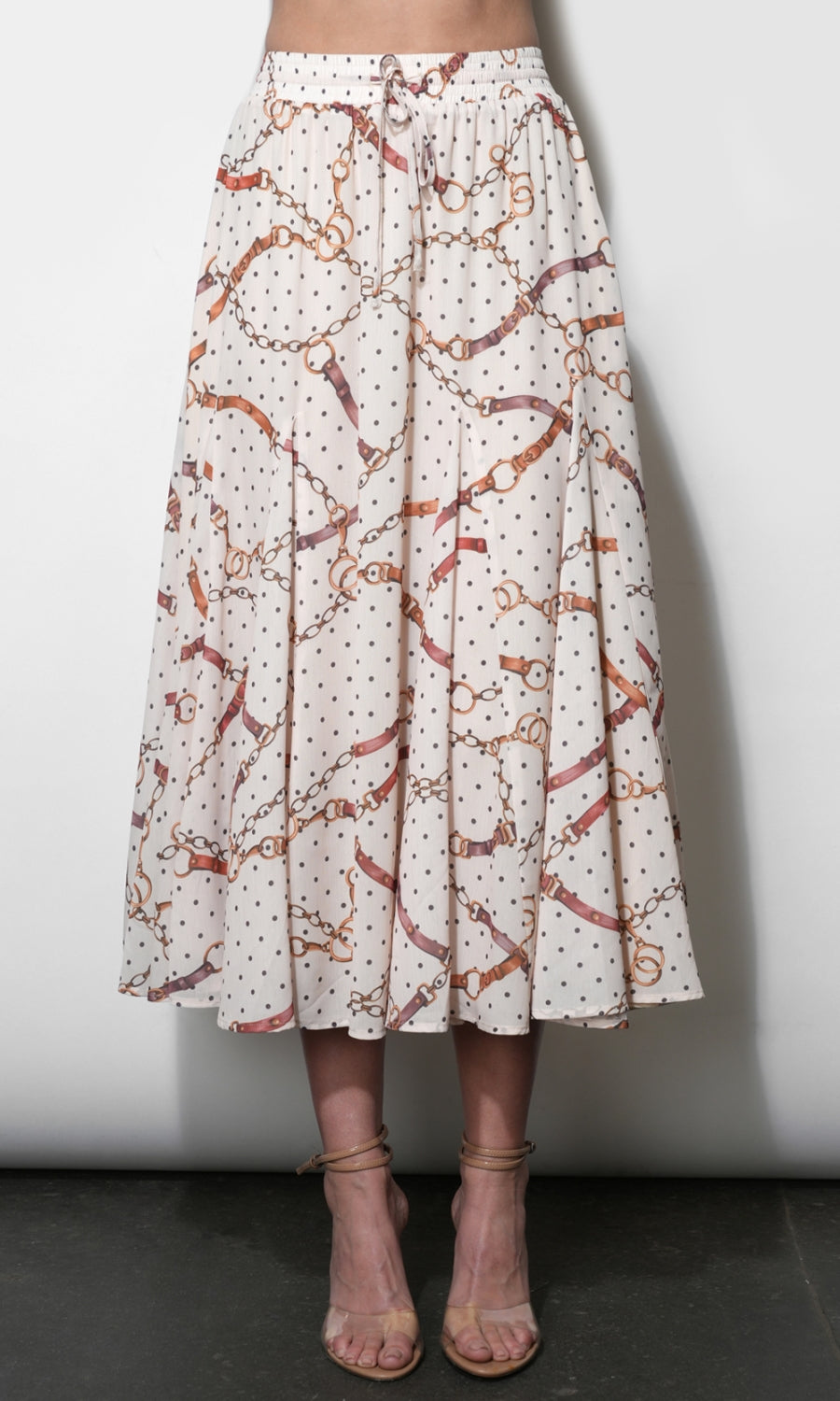 Megan Godet Printed Midi Skirt  G268S9498_STONE
