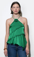 Mia Asymmetric Rosette Halter Top G2511T7381