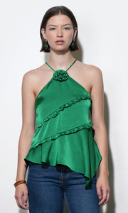 Mia Asymmetric Rosette Halter Top G2511T7381