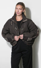 Nadia Mixed Media Puffer G269J1896_BROWN COMBO