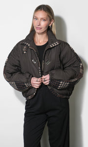Nadia Mixed Media Puffer G269J1896_BROWN COMBO