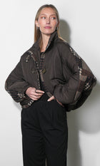 Nadia Mixed Media Puffer G269J1896_BROWN COMBO