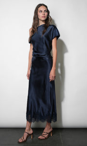 Nina Lace Hem Slip Midi Skirt G2610S9513_NAVY
