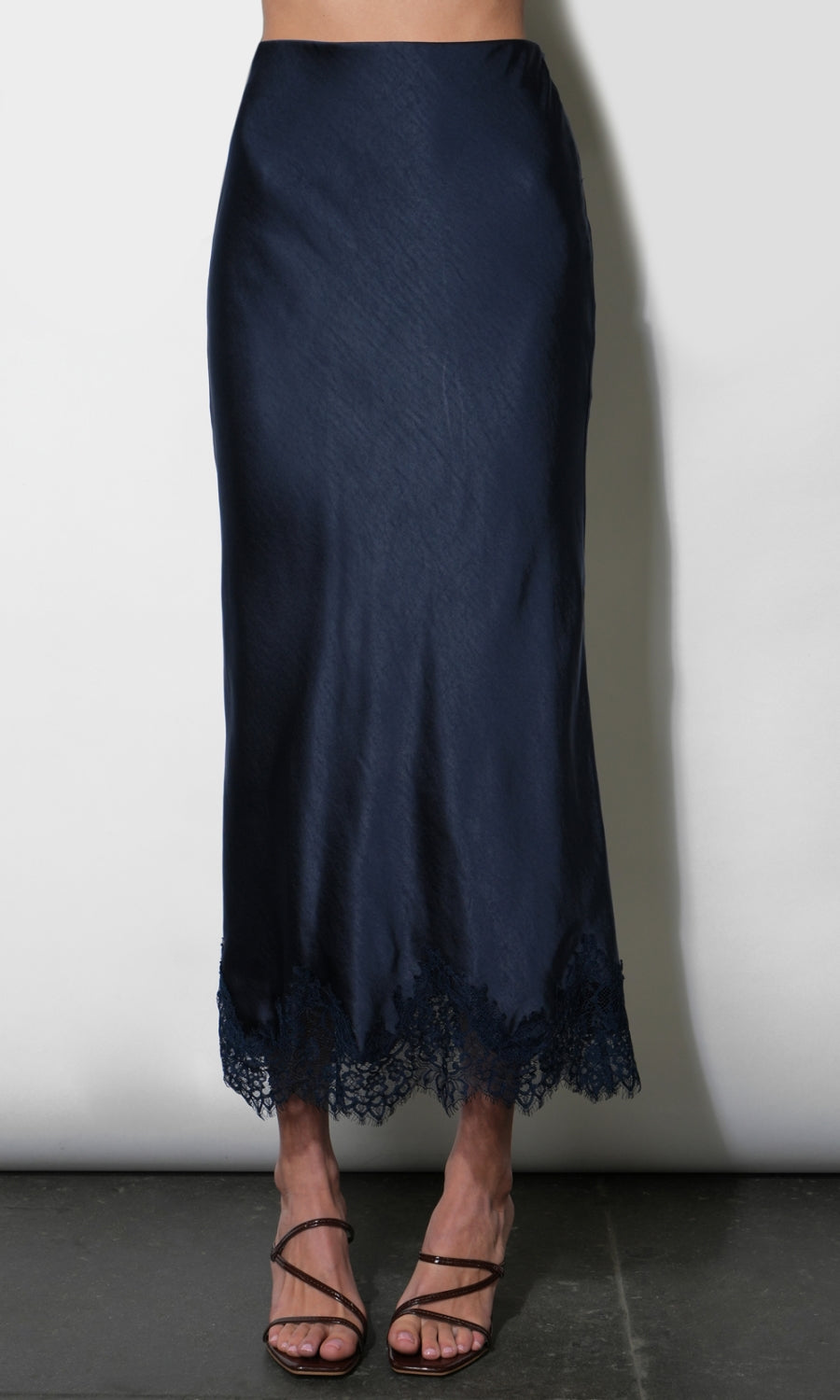 Nina Lace Hem Slip Midi Skirt G2610S9513_NAVY