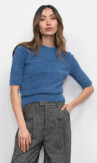 Odette Fuzzy Elbow Sleeve Knit Top G259WT6117